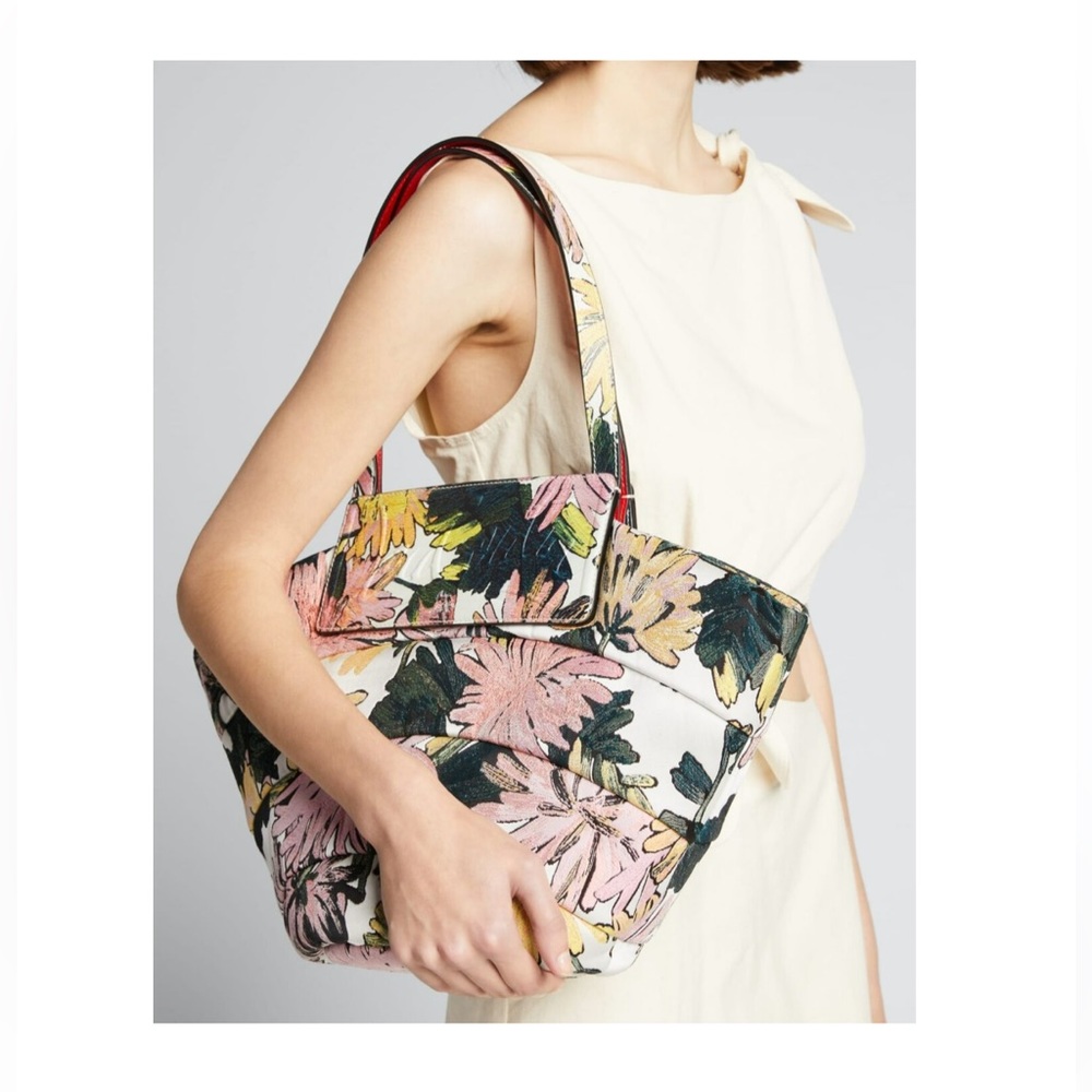 Christian Louboutin Floral Canvas Tote in Pink, Yellow, Green, Black